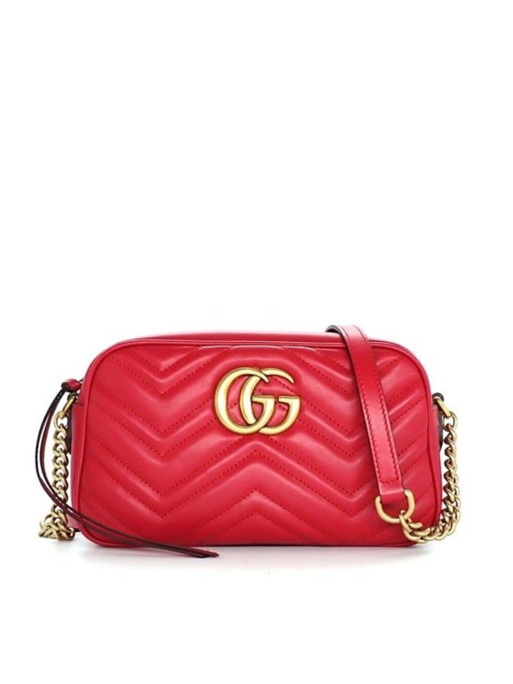 Gucci Shoulder Bag GG Marmont Small Hibisca Red Leather
